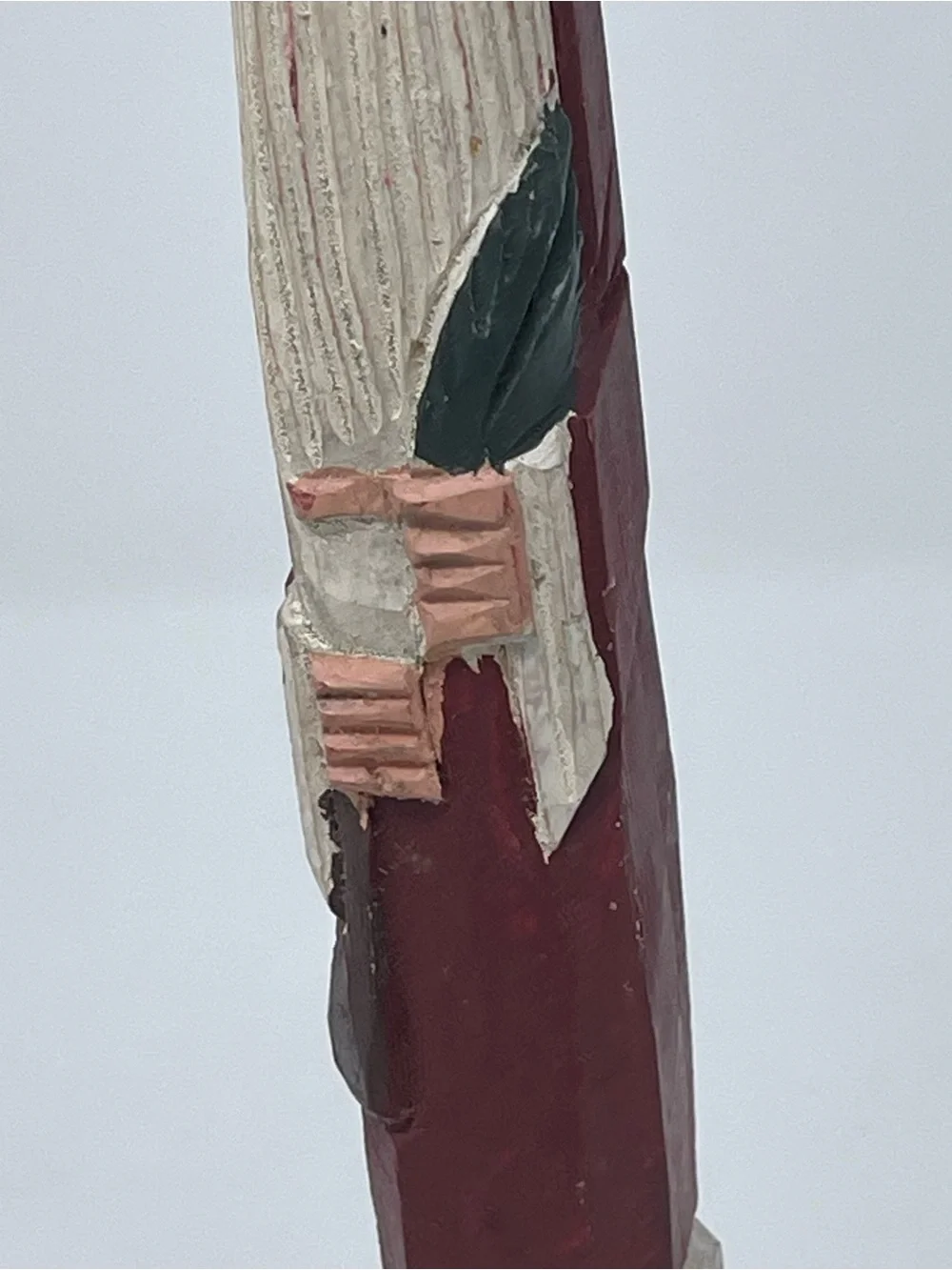 Vintage Hand Carved Wood Pencil Skinny Santa Claus Christmas Folk Art 11.5